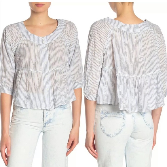 Free People We The Free Sea to Shore Stripe Top S - Picture 2 of 8